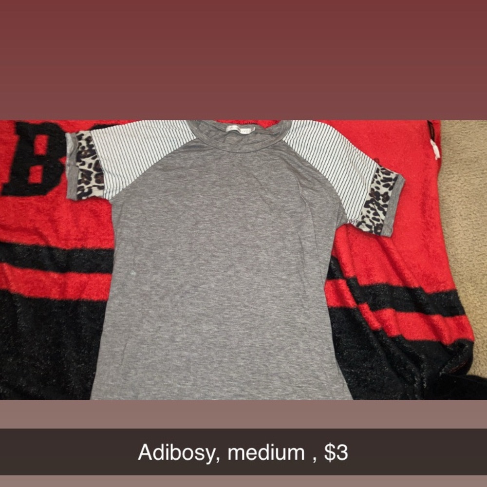 Gray and Black Short Sleeve Tee with Sporty Raglan Design